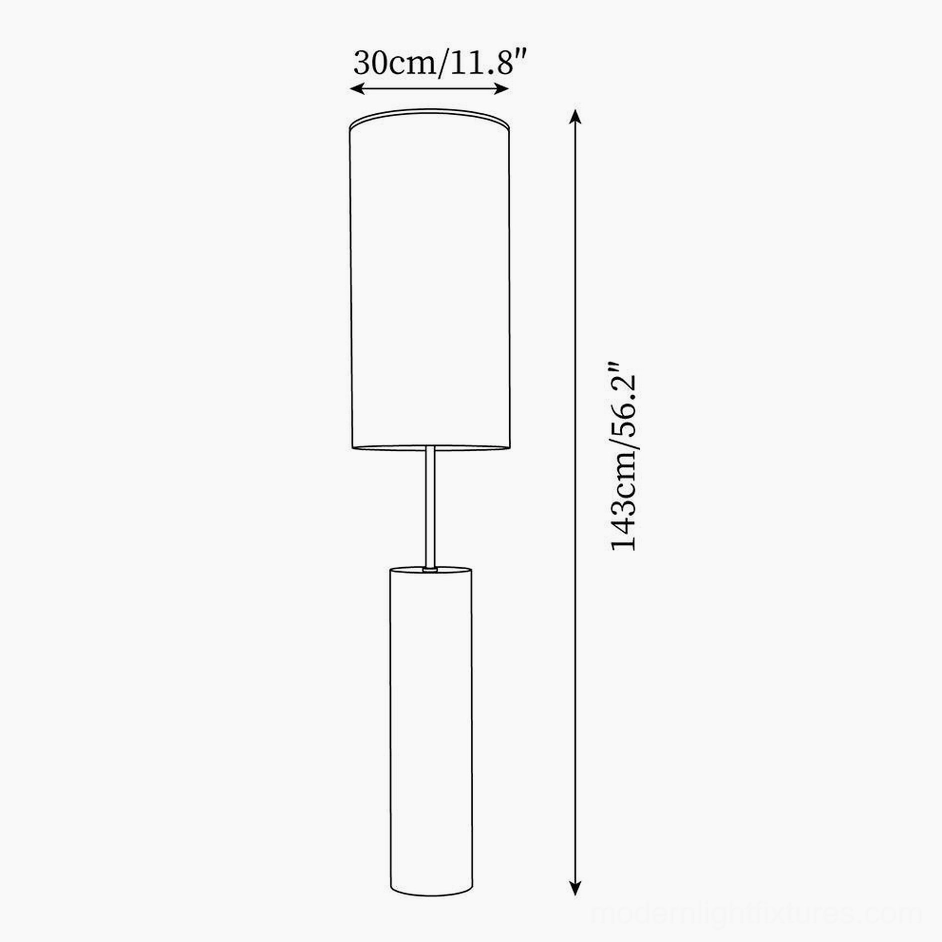 Ollie floor lamp dimensions technical drawing showing 143cm height and 30cm diameter specifications