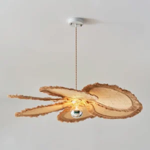 Onna natural woven pendant lamp side view white ceiling canopy twisted hanging cord
