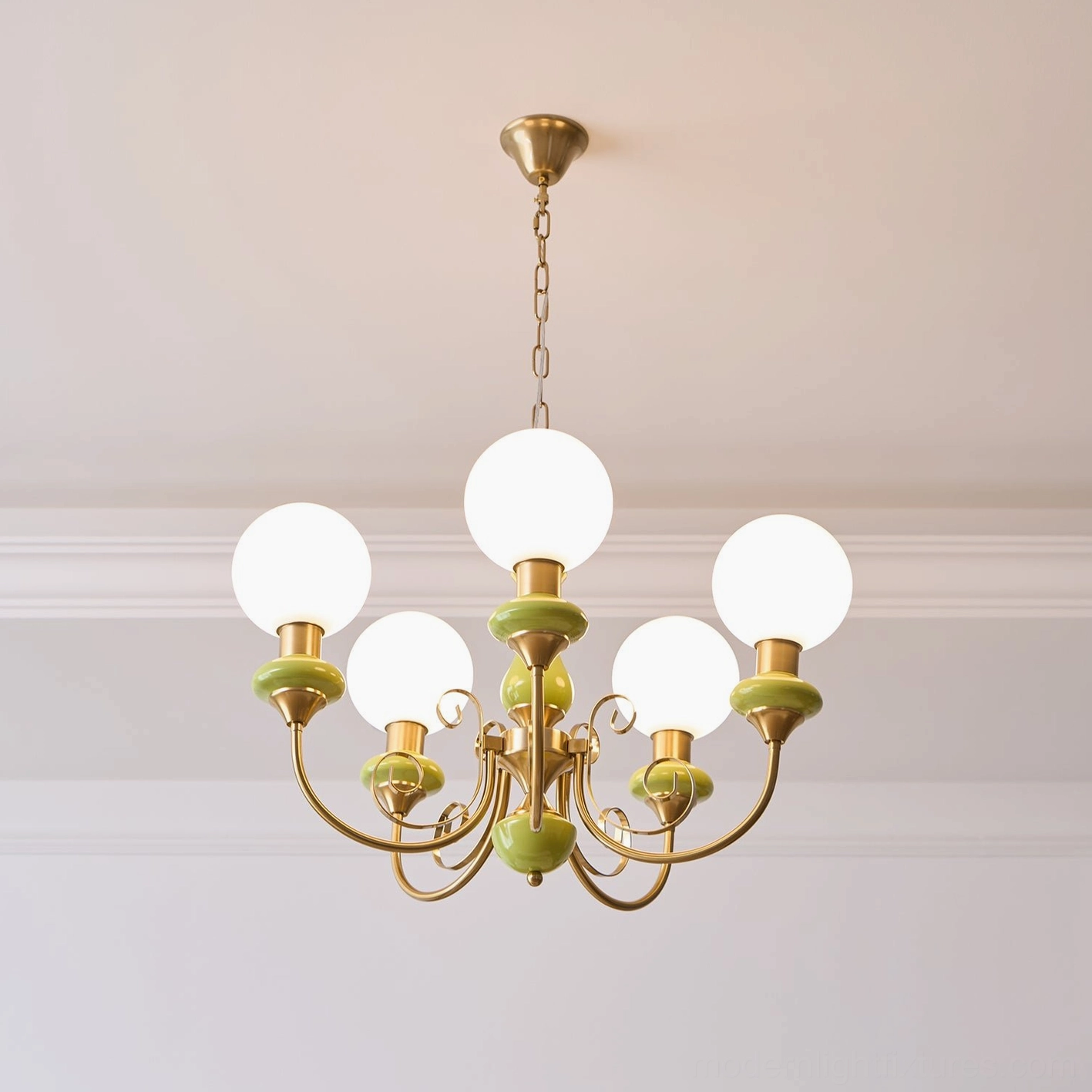 Onyx modern chandelier with multiple frosted shades, statement piece lighting design