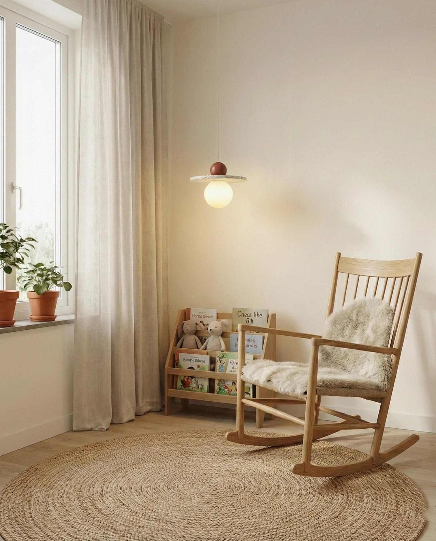 Ora pendant fixture in mid-century modern interior space
