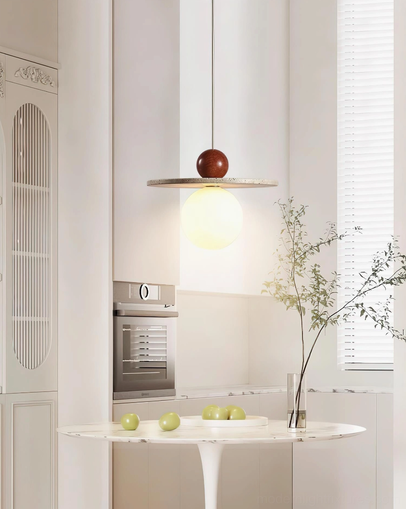 Ora pendant fixture product showcase with all color options - red beige white