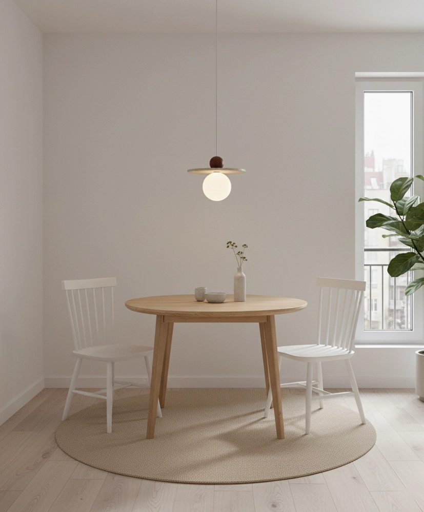 Ora pendant light with natural materials - Scandinavian minimalist style