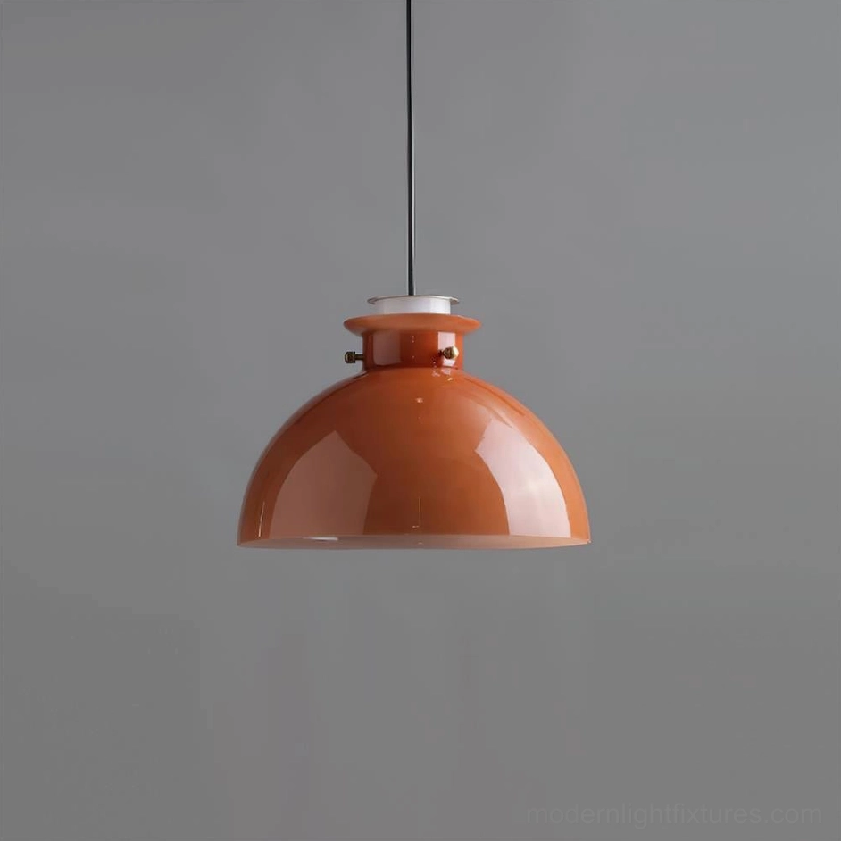 Orange pendant light with E26 E27 socket compatibility, energy efficient bulb compatible