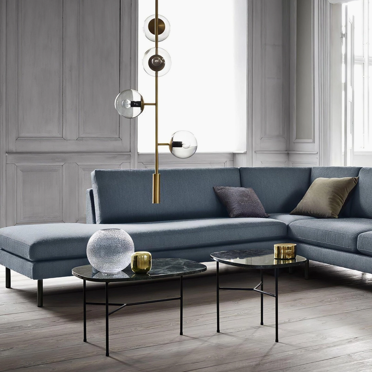Premium orb pendant chandelier with adjustable hanging height and dimmer compatibility
