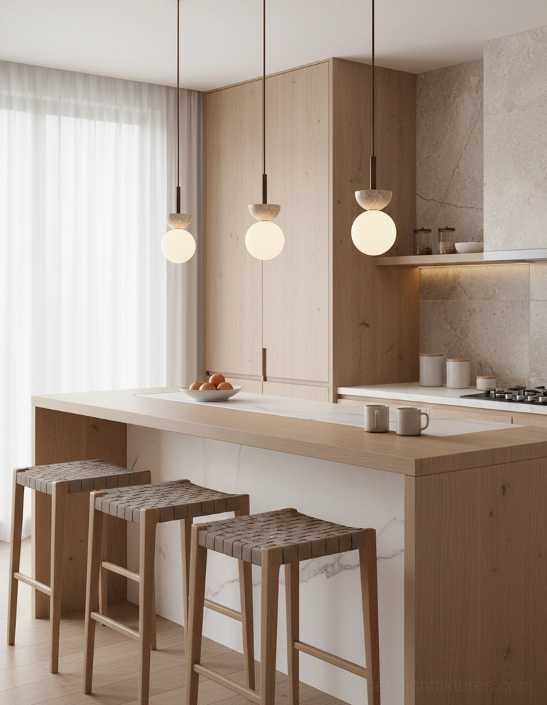 Orbis pendant lights kitchen island dining japandi warm minimalist decor interior