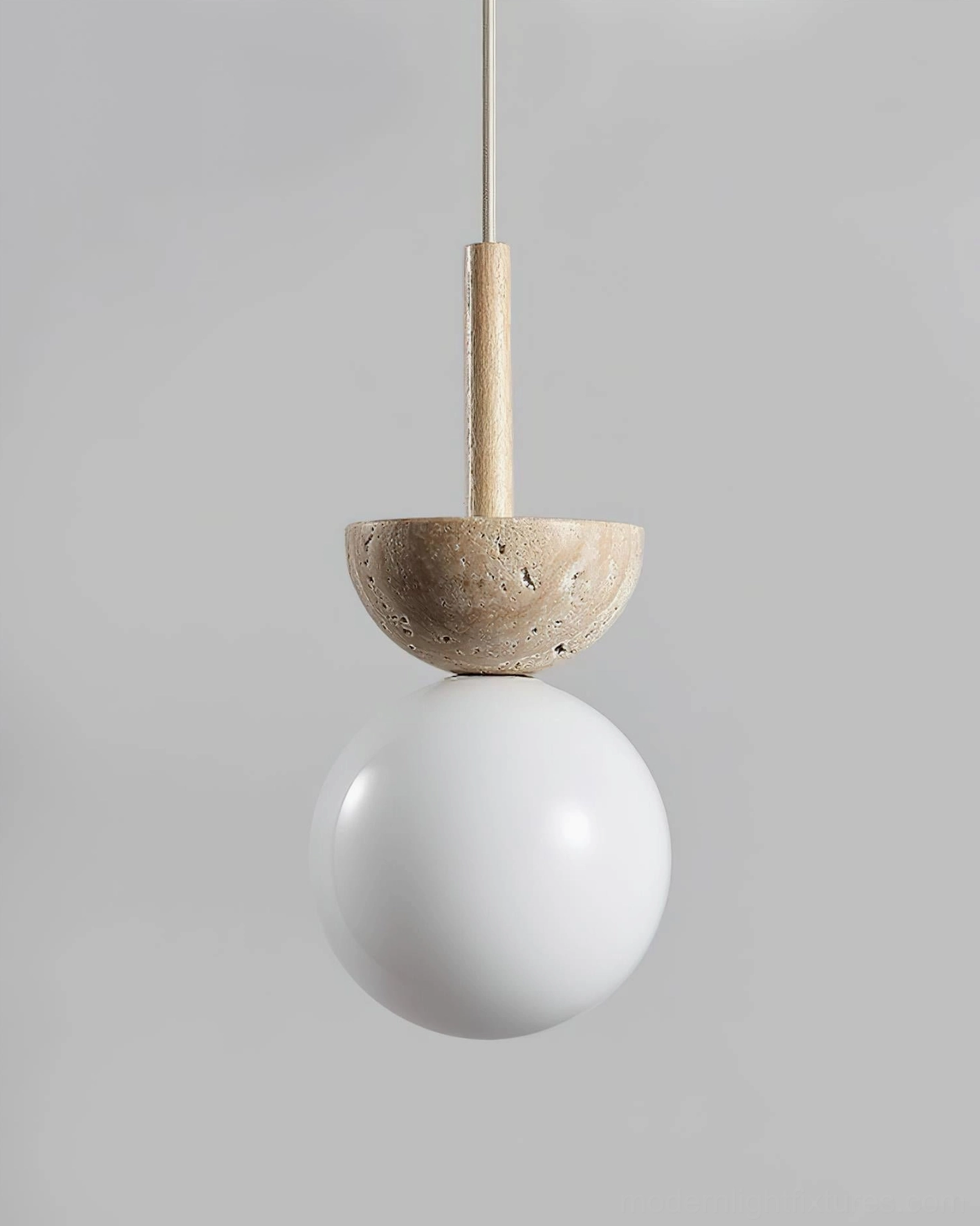 Orbis travertine pendant light multiple view contemporary globe stone fixture