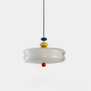 Orbit pendant light modern sculptural glass hanging lamp donut shape studio view