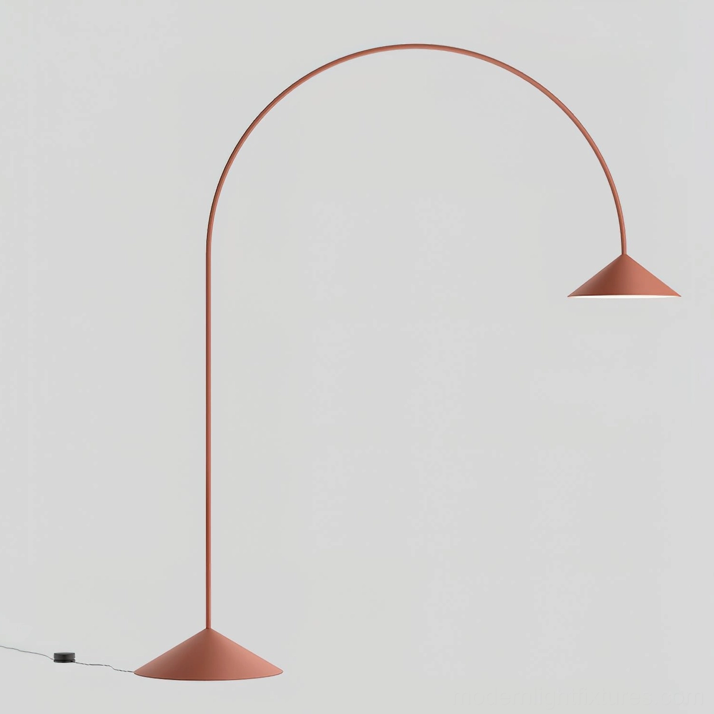Orbitas arc floor lamp with integrated LED system creating warm 3000K color temperature ambient glow