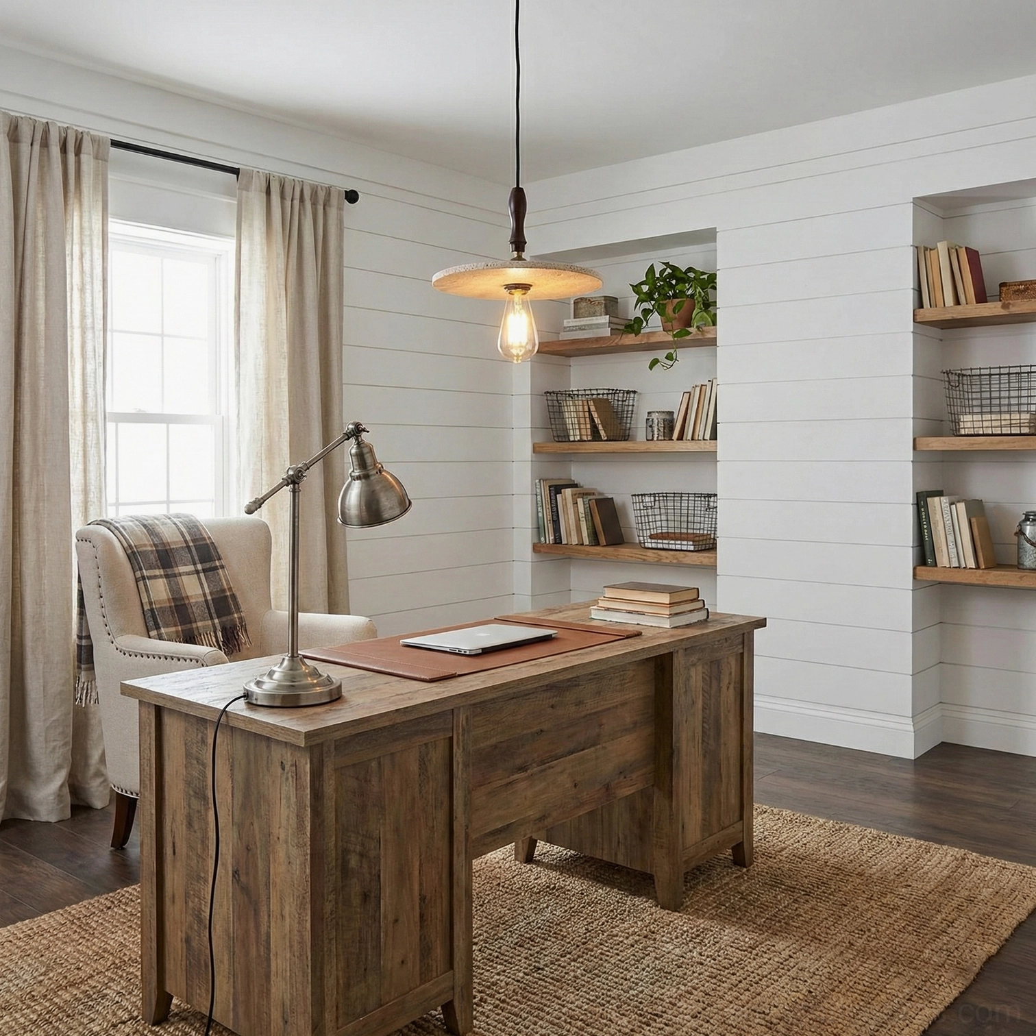 Orbiton travertine pendant lamp home office workspace farmhouse study desk warm ambient light