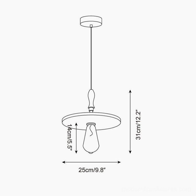 Orbiton pendant lamp technical specifications diagram dimensions 25cm diameter 31cm height schematic
