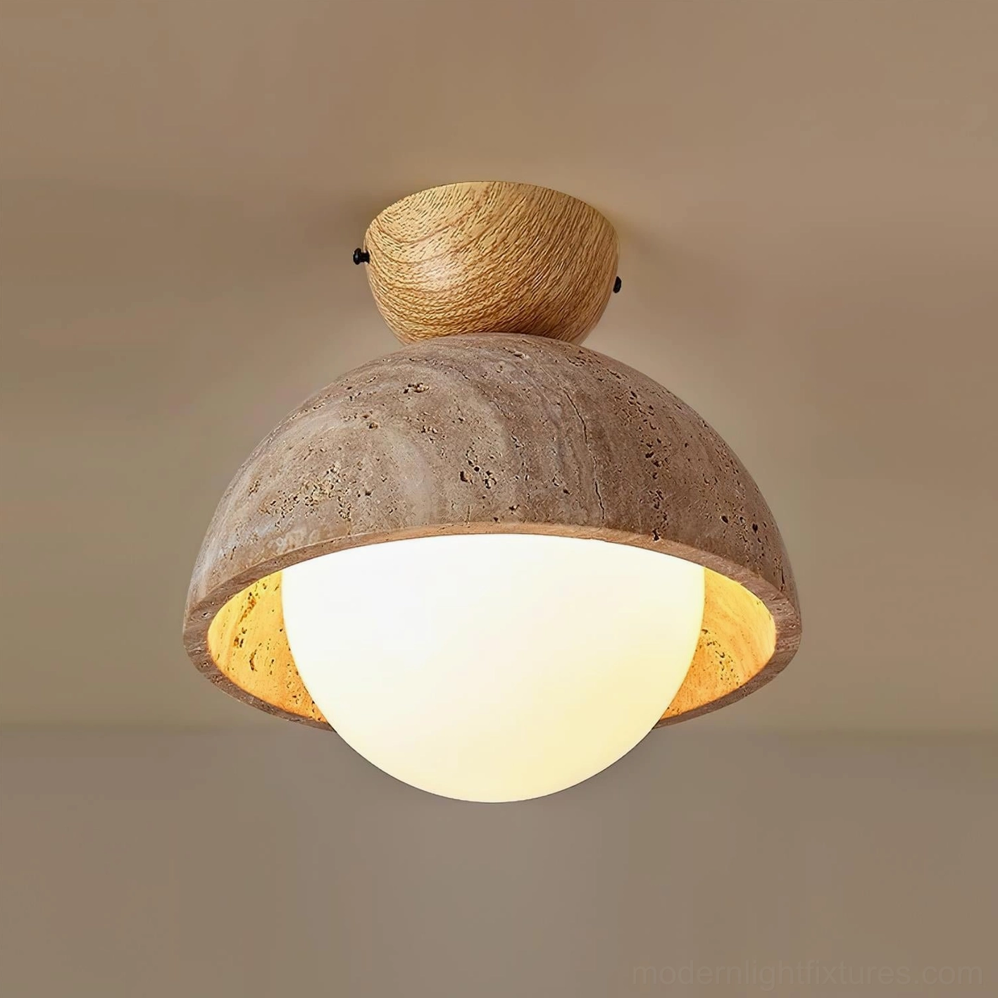 Orella semi-flush ceiling light fixture showing sculptural profile and minimalist contemporary design aesthetic