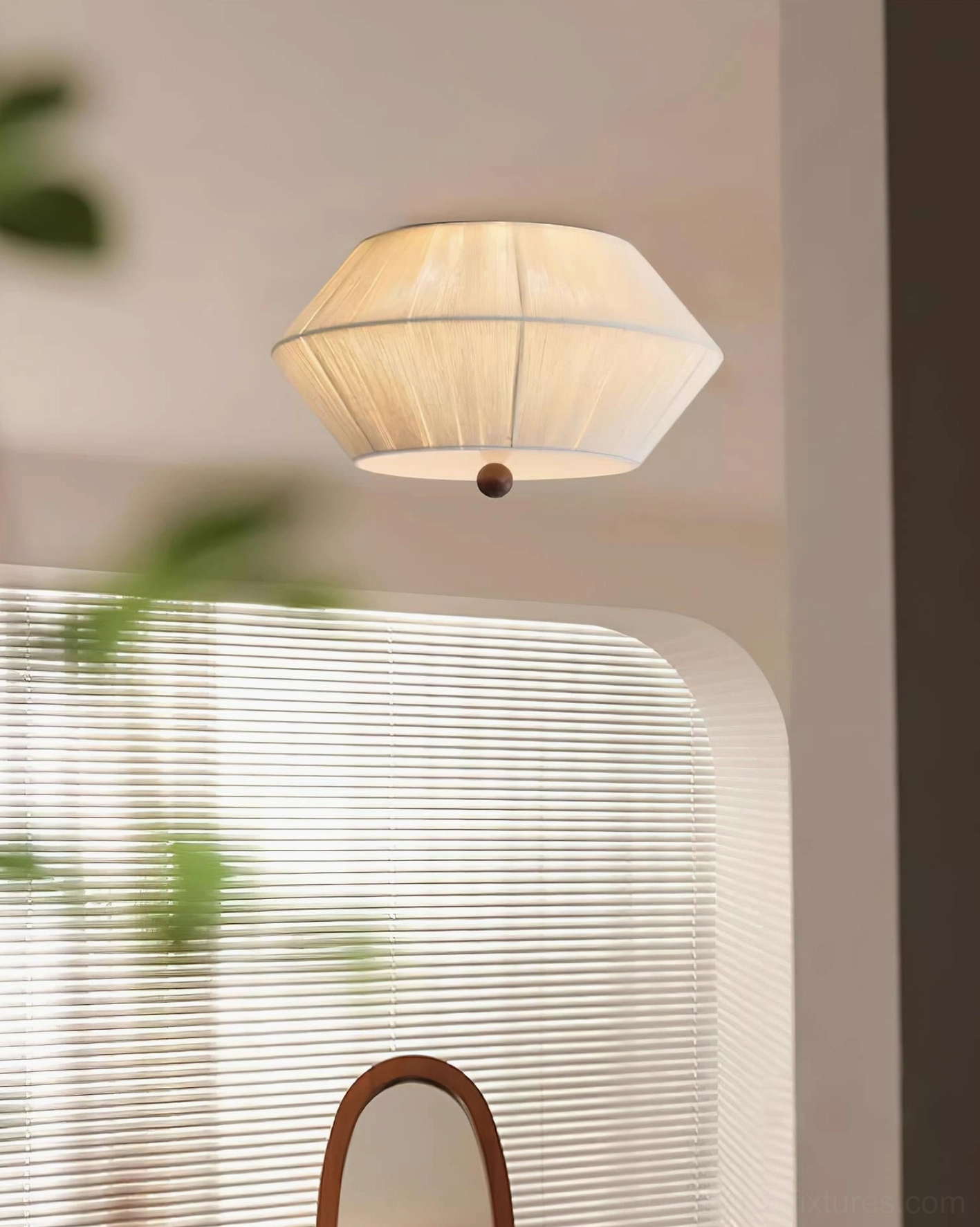 Modern tapered shade ceiling light fixture combining organic warmth with contemporary design aesthetics