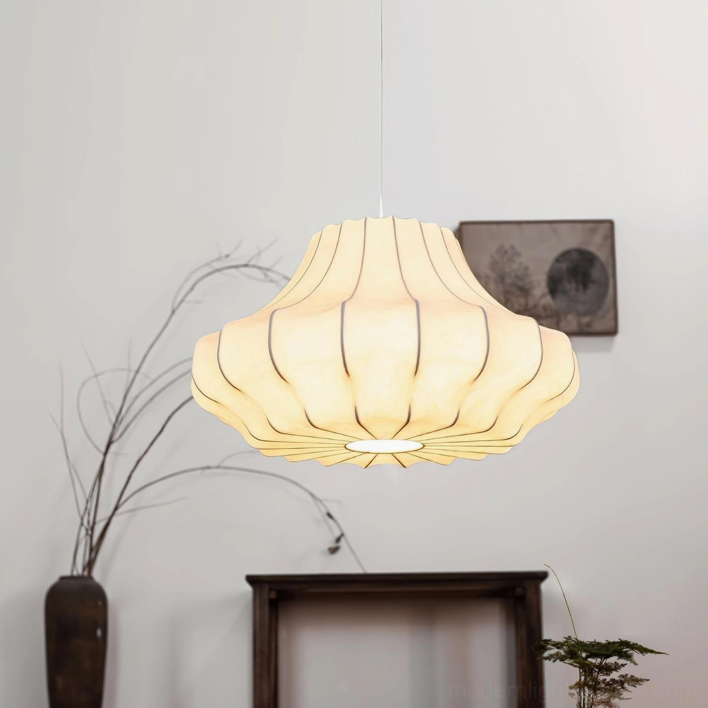 Organic wave-ribbed pendant lamp - bohemian minimalist interior style
