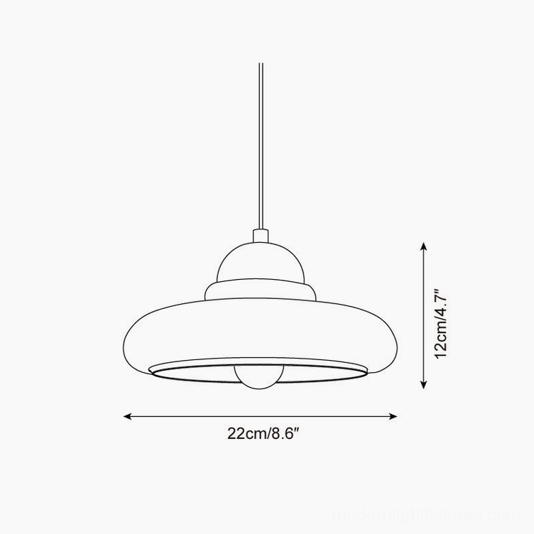 Oria pendant lamp technical line drawing showing dimensions 22cm diameter and 12cm height