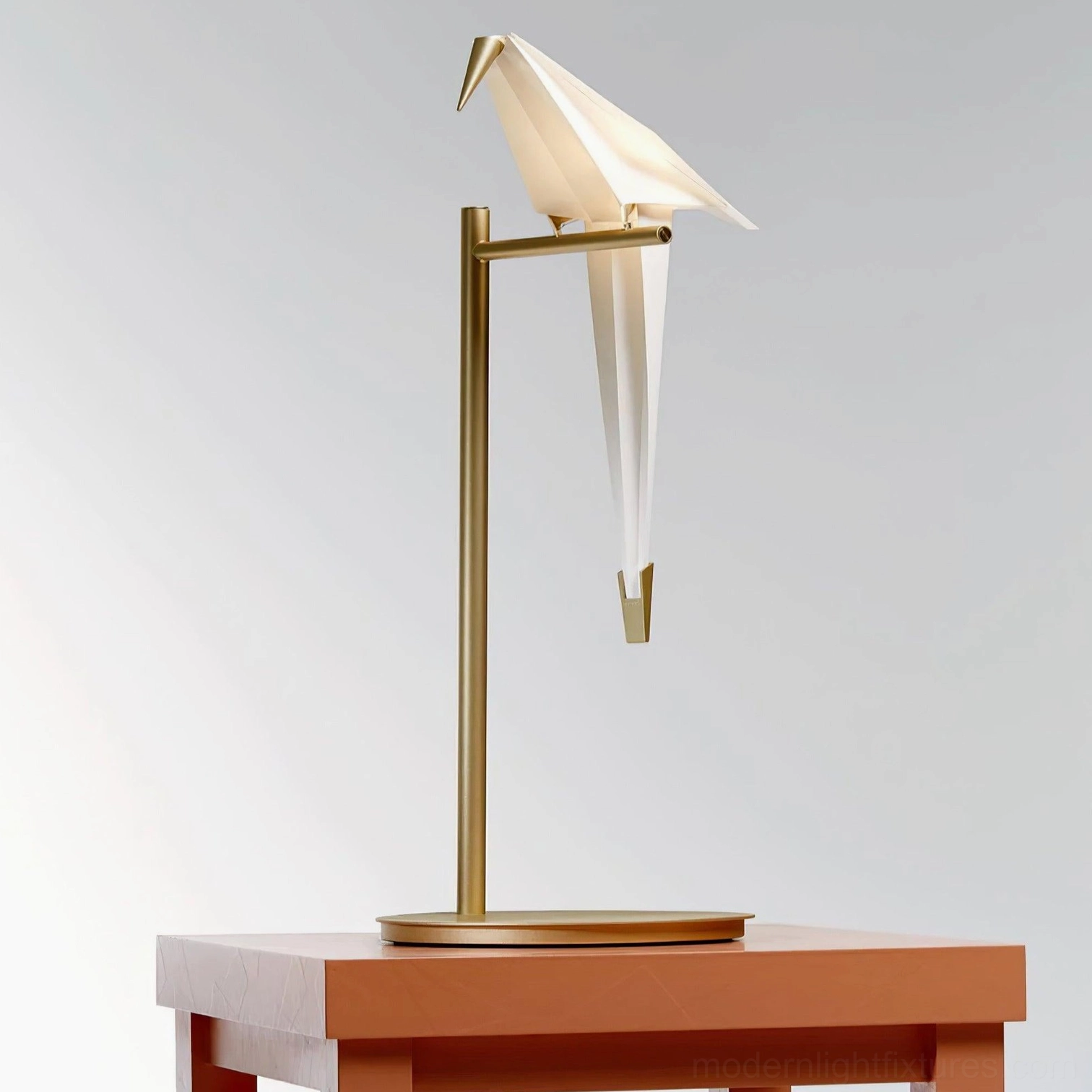 Origami crane table lamp brass and white color variant available EU UK AU US plug options