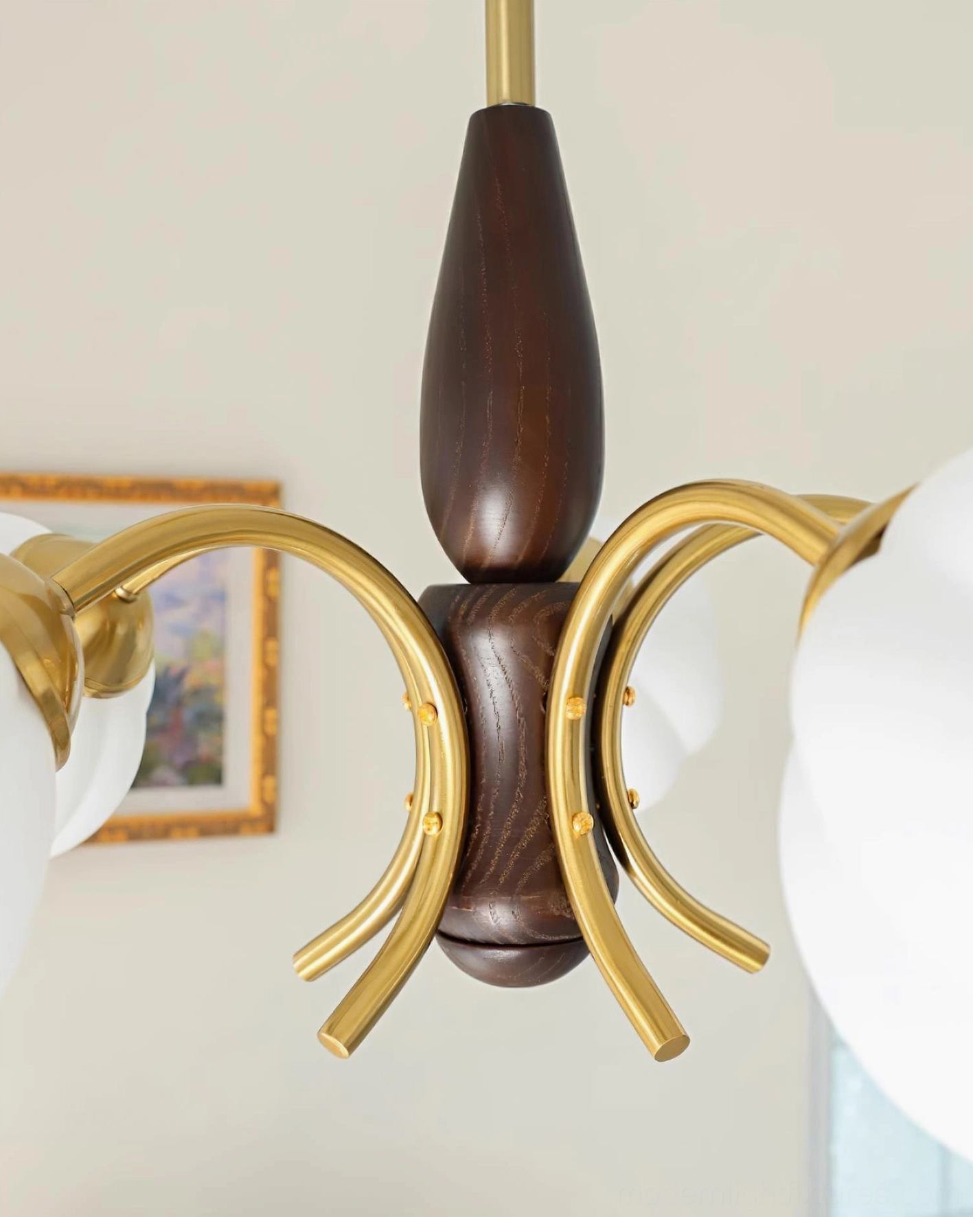 Orillia frosted glass flower chandelier creating soft diffused lighting in elegant bedroom setting