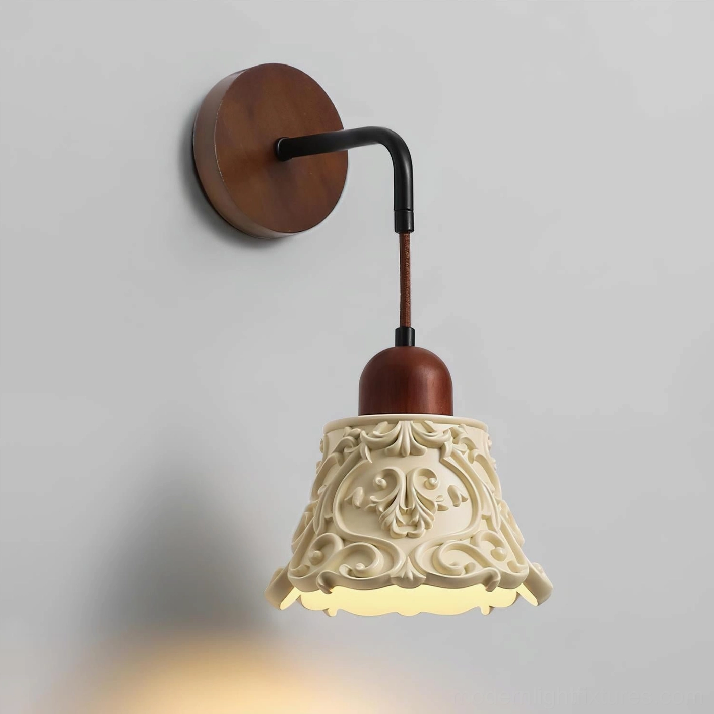 Ornella wall sconce bathroom installation, damp-rated vintage fixture illuminating bathroom vanity area