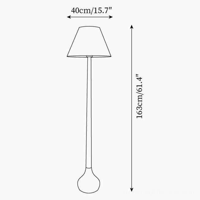 Osaka floor lamp technical dimension diagram showing 163cm height and 40cm diameter specifications
