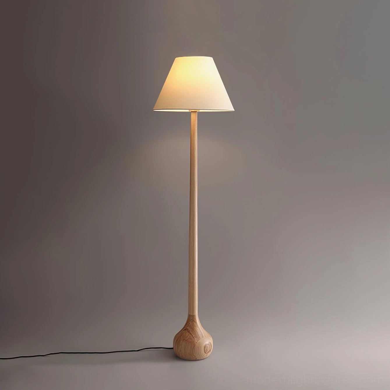 Osaka minimalist wood floor lamp wood color finish with fabric shade and wooden base