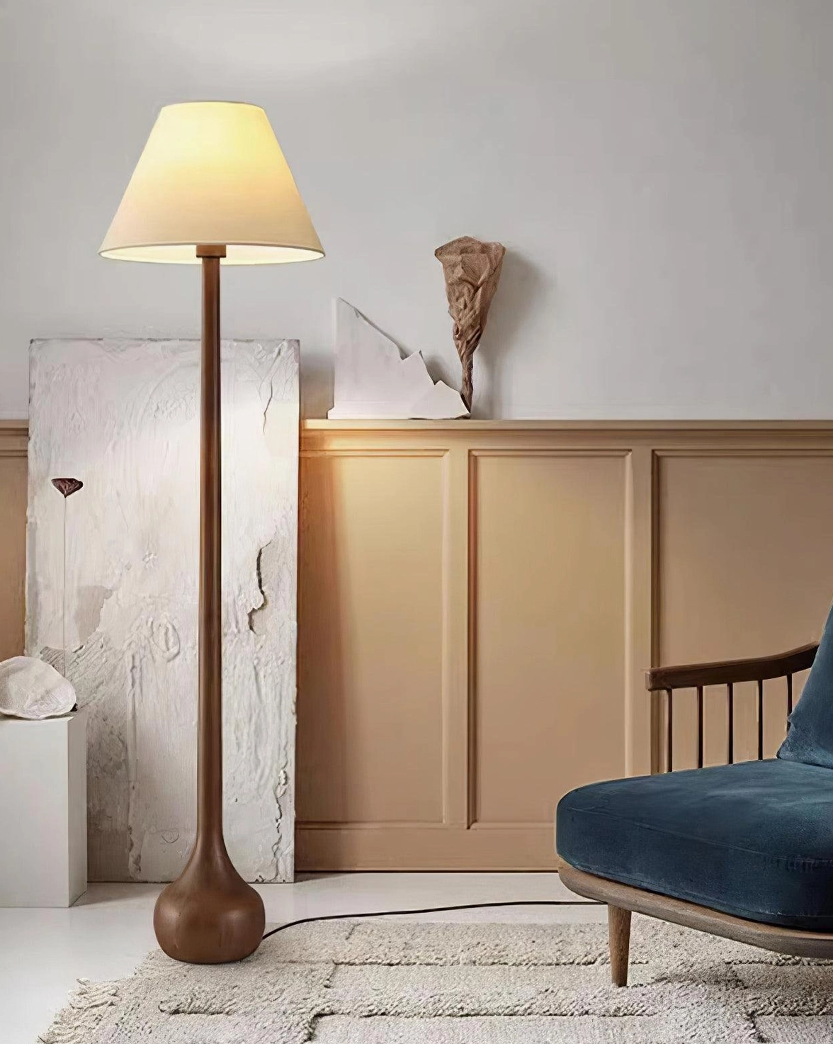 Osaka minimalist standing lamp in Scandinavian interior setting with clean lines design