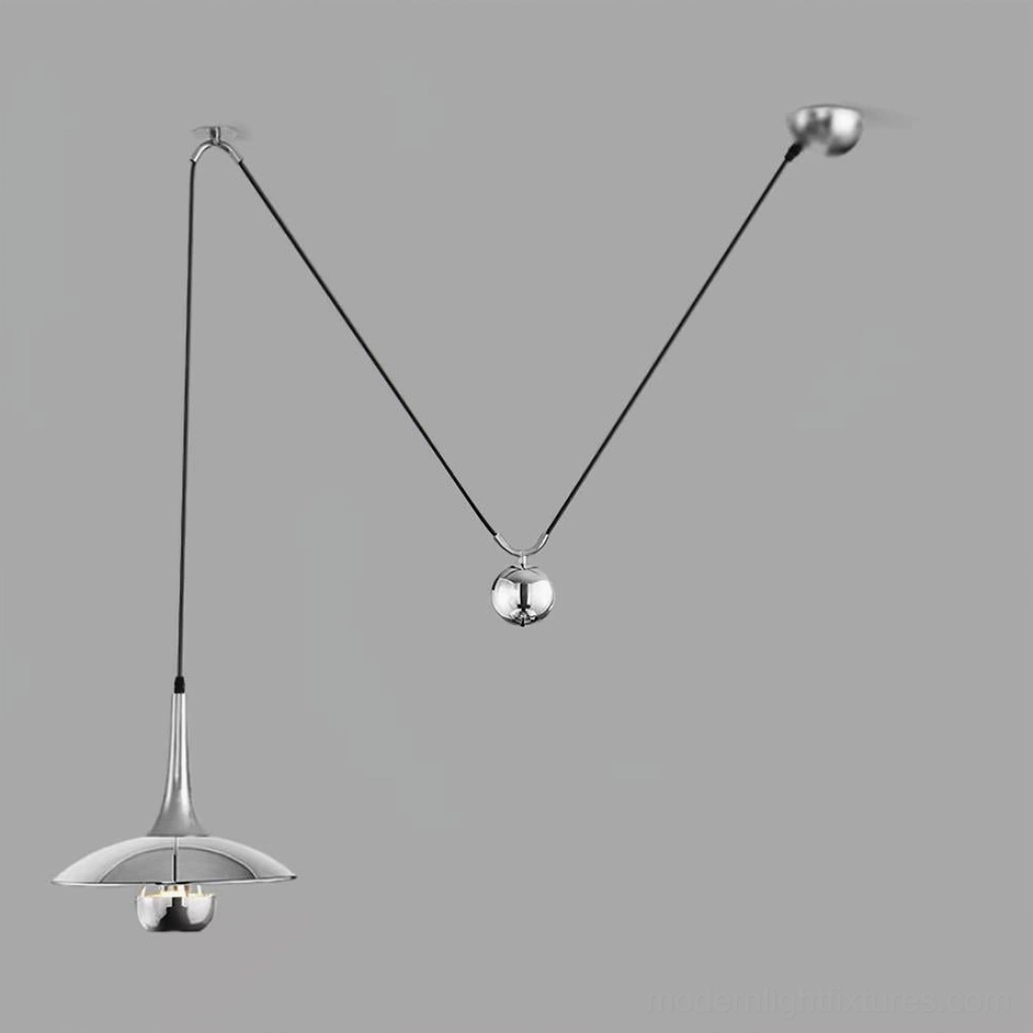 Single Oscar pendant light large format 50cm diameter in polished chrome for statement dining and kitchen installations