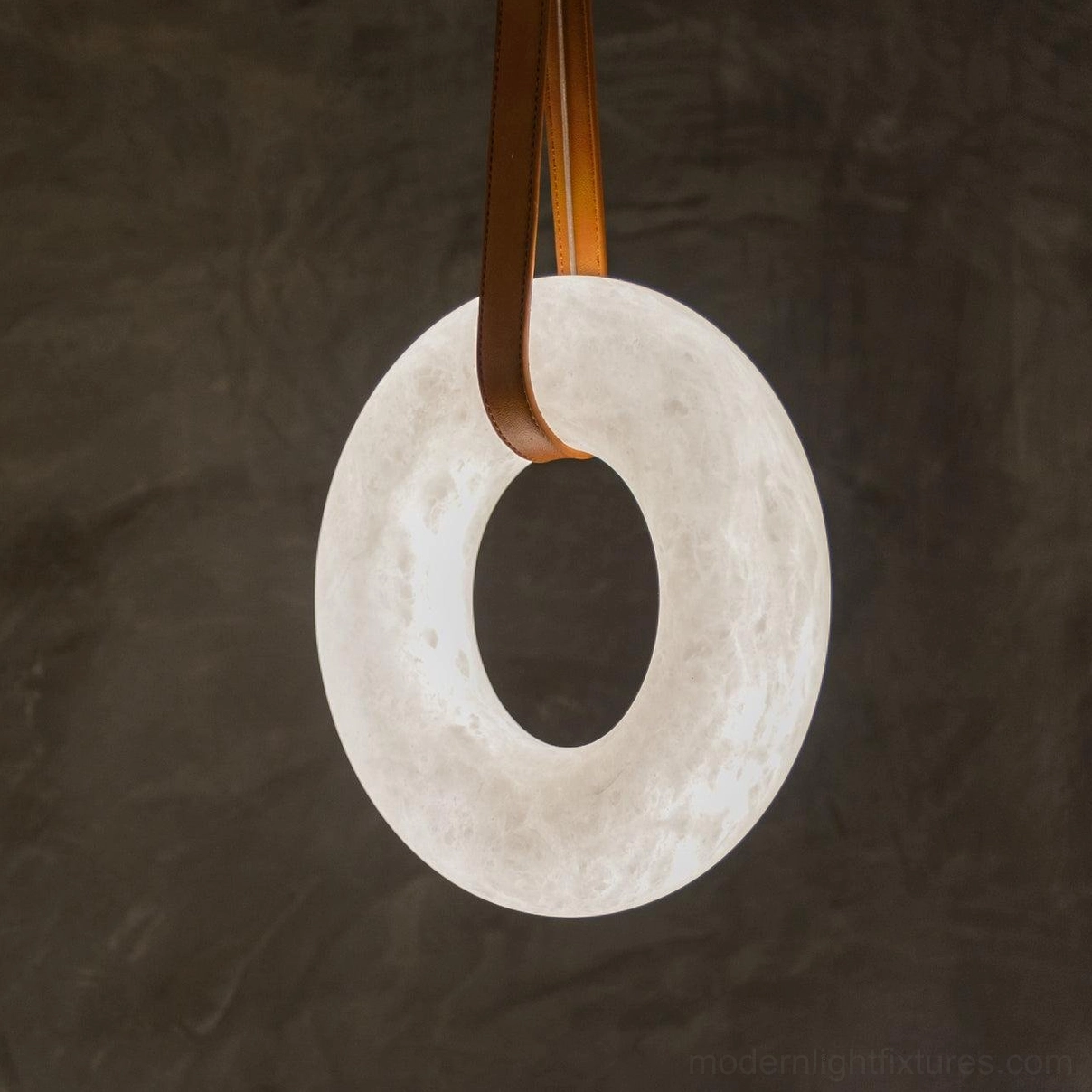 Technical schematic of Oslo pendant light with three-strap configuration showing 50cm diameter and 10cm height dimensions