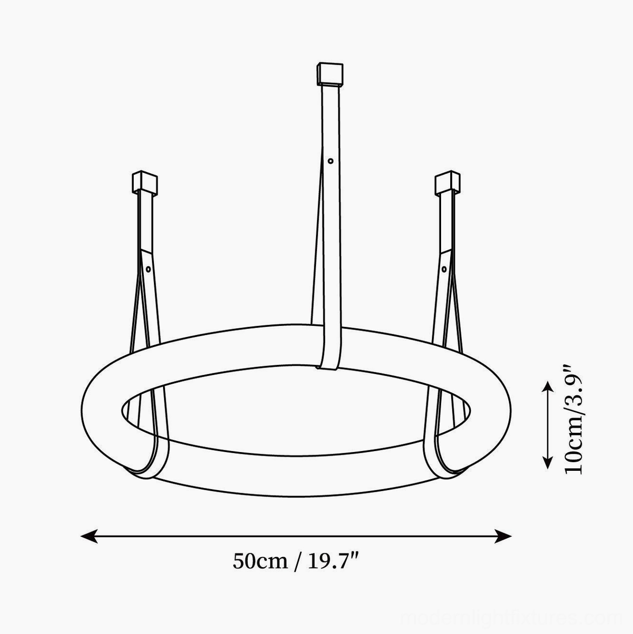Technical schematic diagram of Oslo pendant light showing 60cm diameter and 10cm height dimensions and fixture components