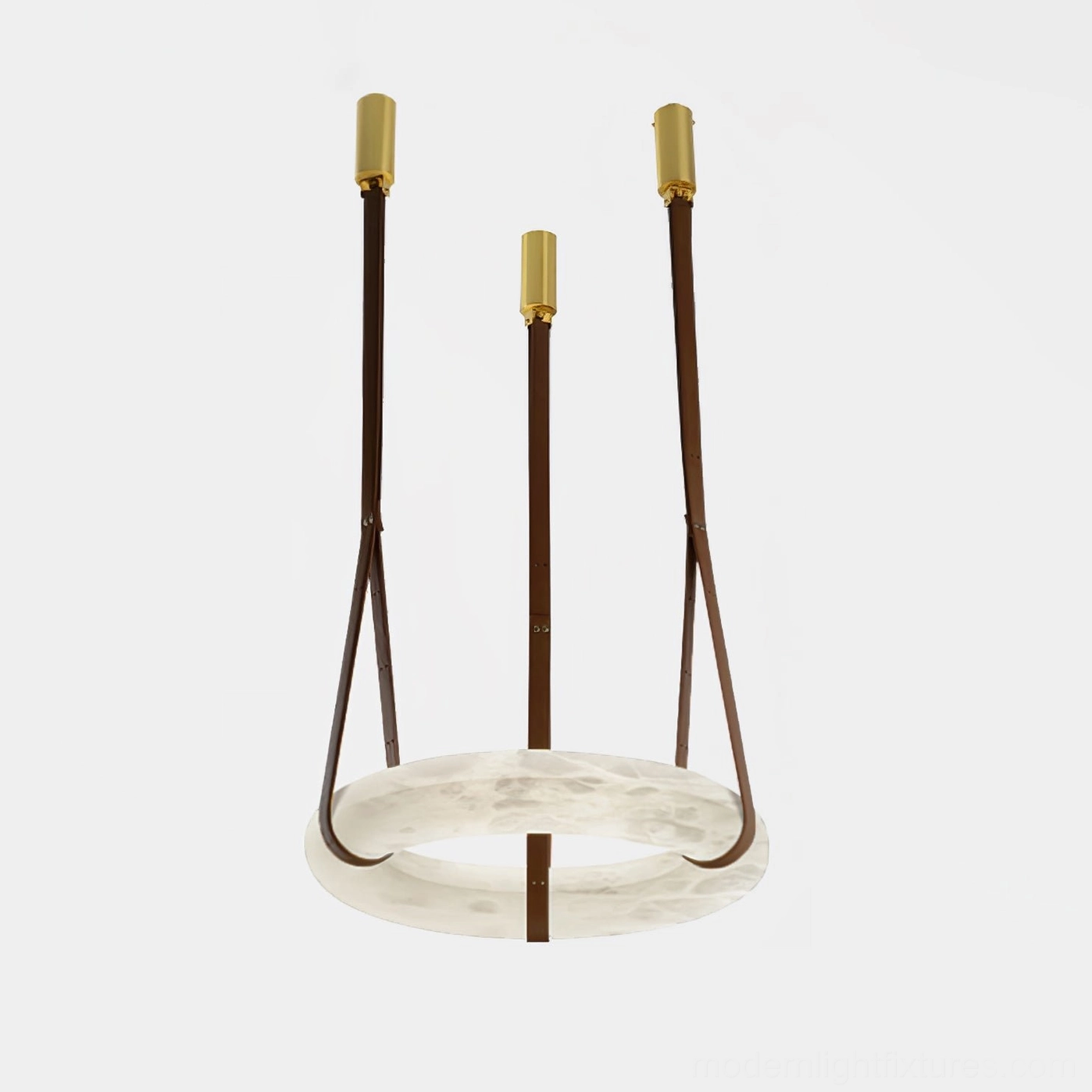 Oslo pendant light in dark brown leather strap showing rich material texture and premium craftsmanship in home interior