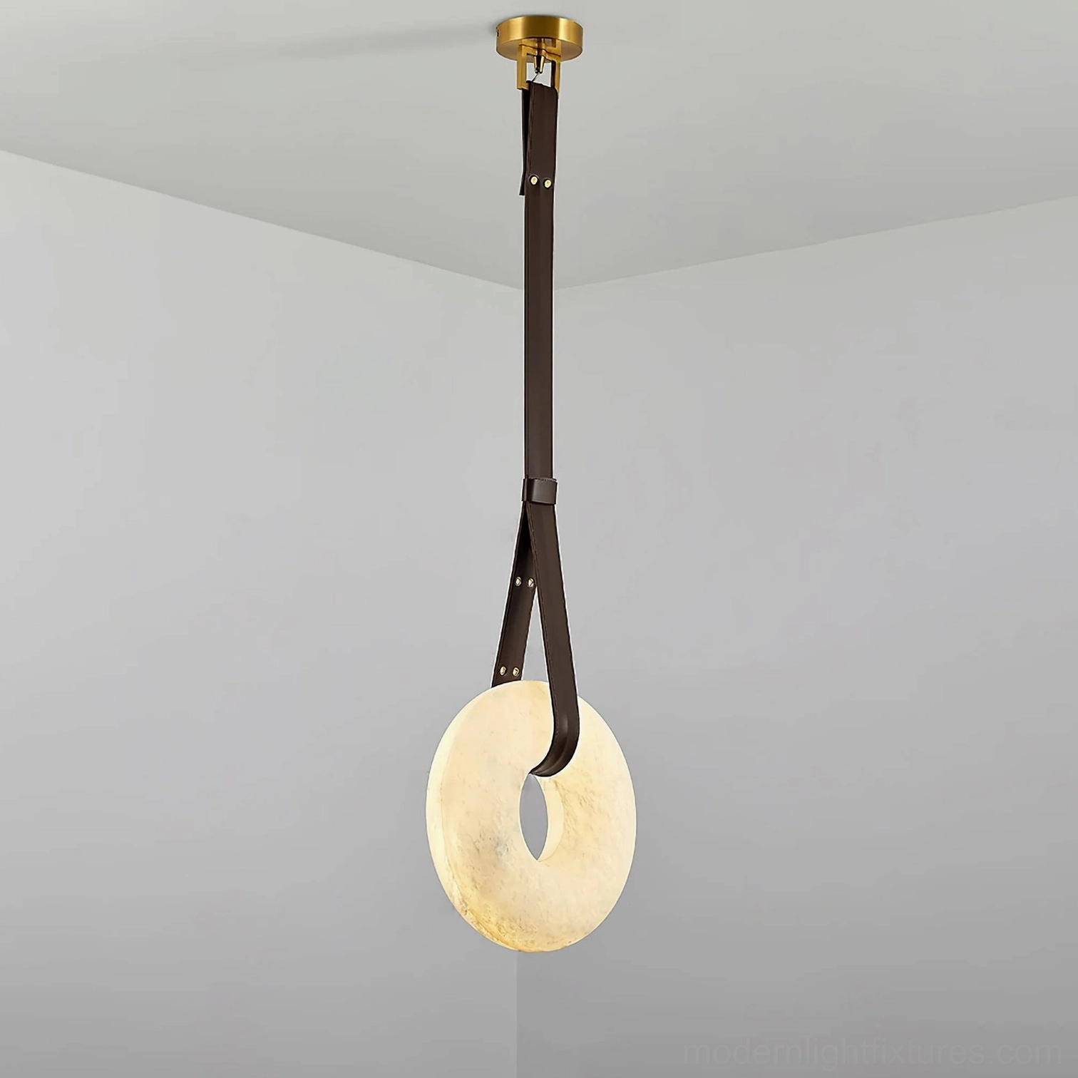 Detailed specification view of Oslo alabaster pendant light showing complete SKU information and product variants