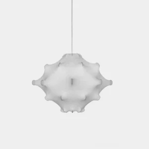 Otello white cocoon pendant light front view - modern starburst design with diffused light