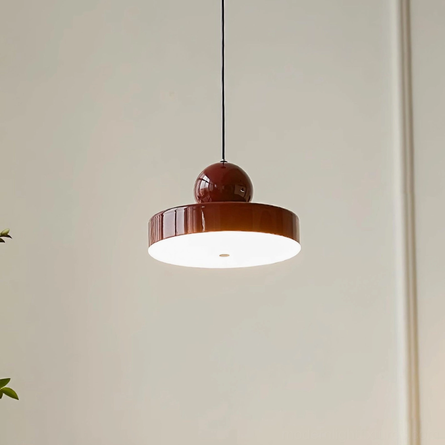 Pallade pendant light fixture showing warm integrated LED technology