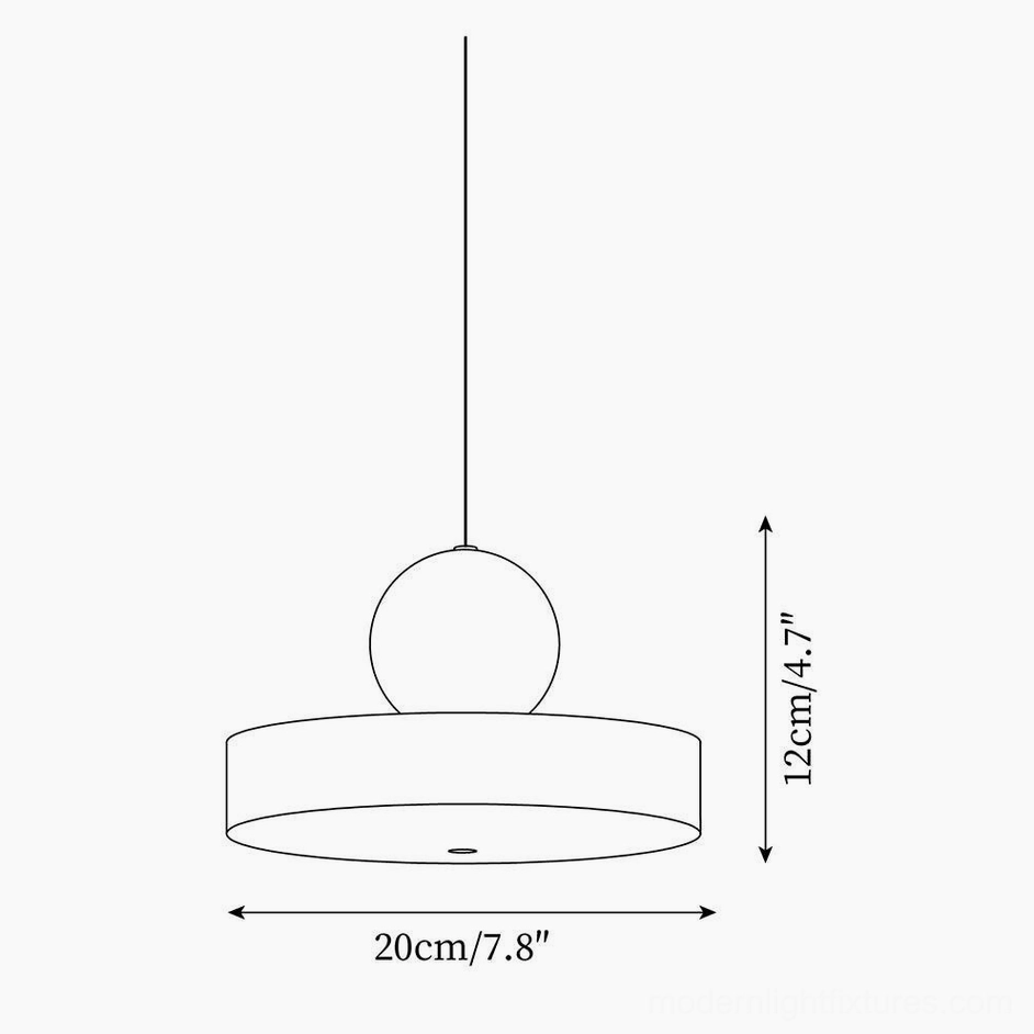 Pallade pendant light technical line drawing, product dimensions and specifications