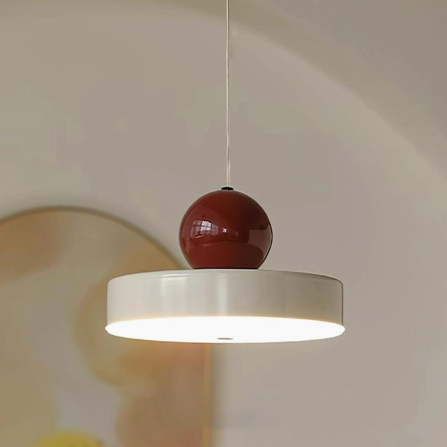 Pallade pendant light with red and white color combination, contemporary fixture