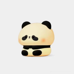 Adorable panda silicone night light with warm white LED glow - cute decorative touch activated lamp