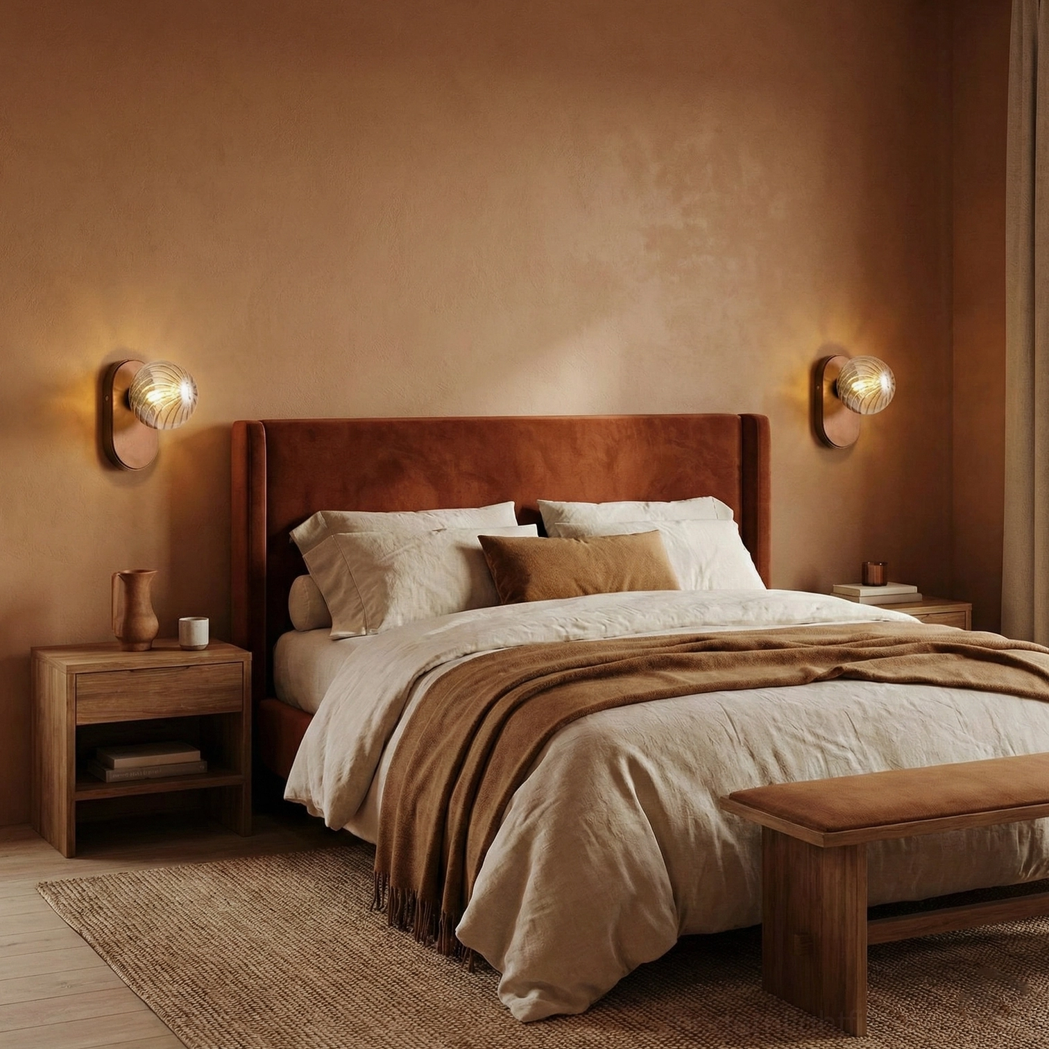 Brushed metal backplate of Paola wall sconce with matte finish and geometric orb design