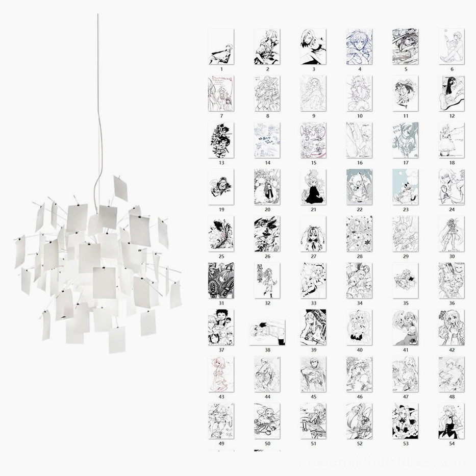 Artistic paper pendant light anime theme 120cm size contemporary Japanese-inspired illustration
