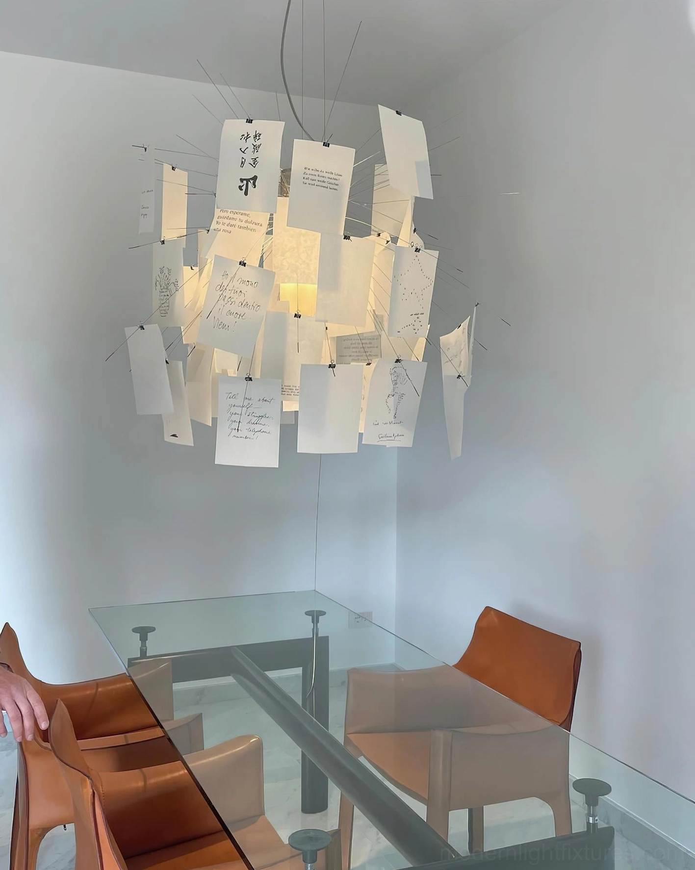 Modern paper chandelier with anime-inspired theme featuring contemporary Japanese illustration artwork