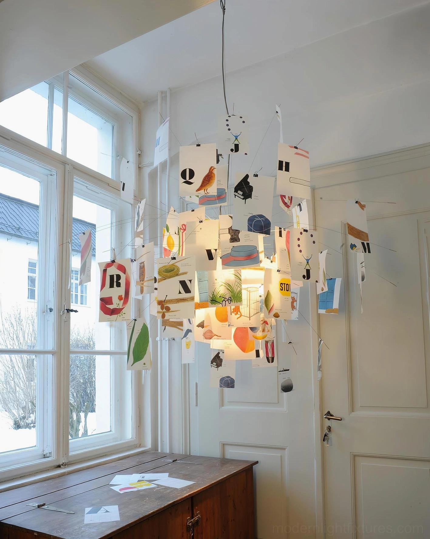 Artistic paper pendant light colorful art theme with vibrant eclectic bohemian design elements