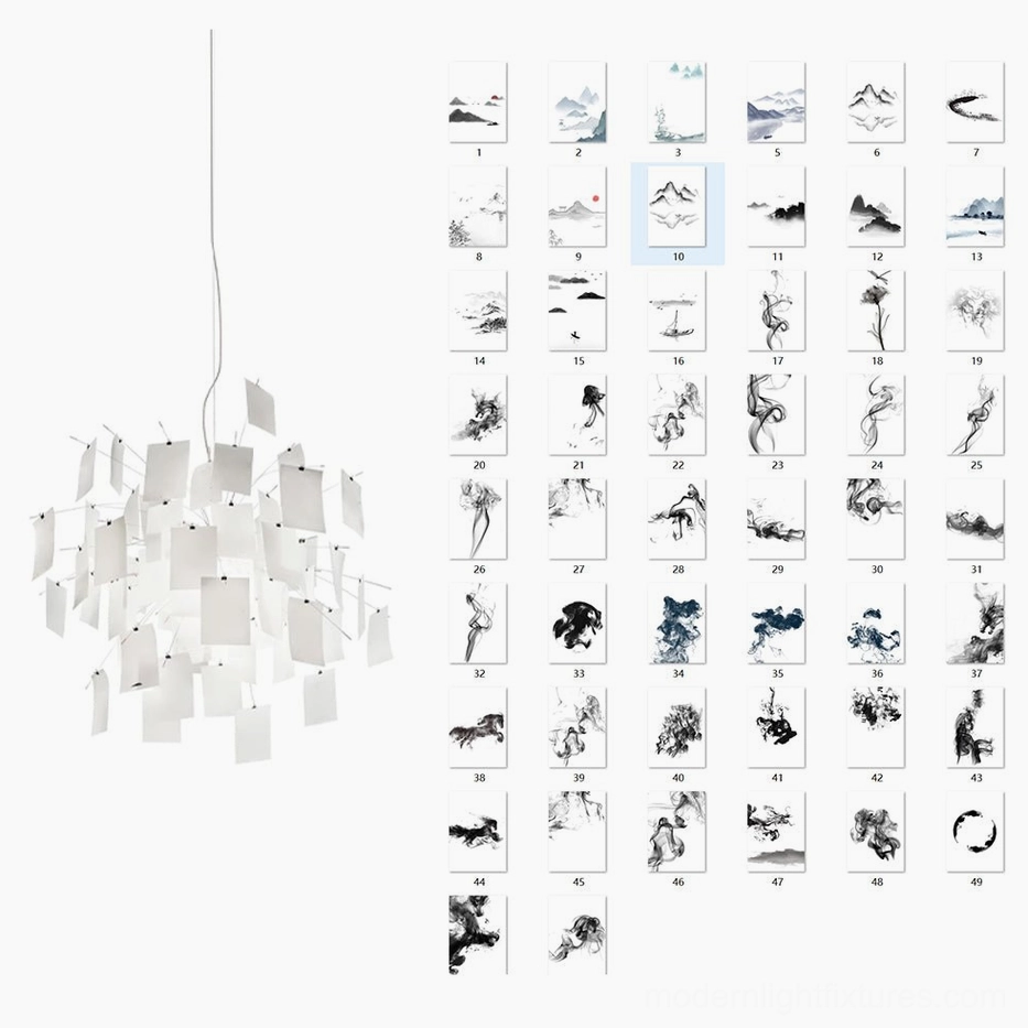Modern paper pendant light ink smoke theme 100cm size sophisticated monochromatic elegant variant