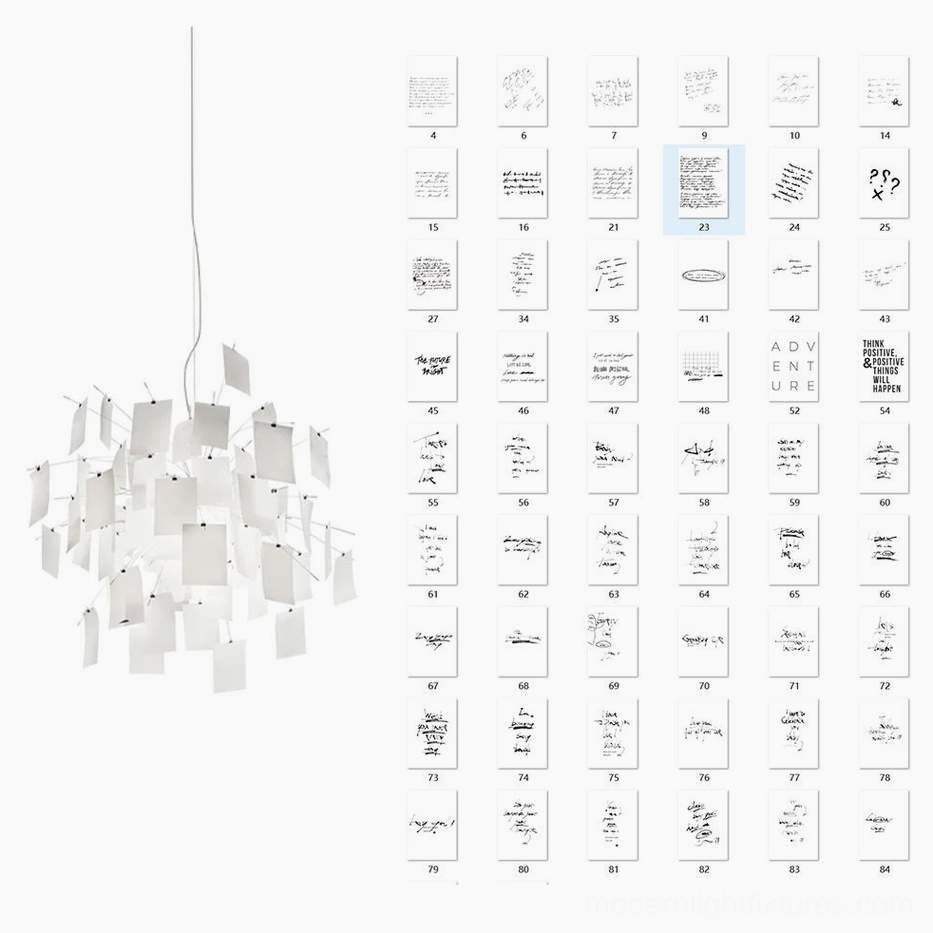 Modern paper chandelier inspiration diary theme 120cm featuring thoughtfully composed mixed media design