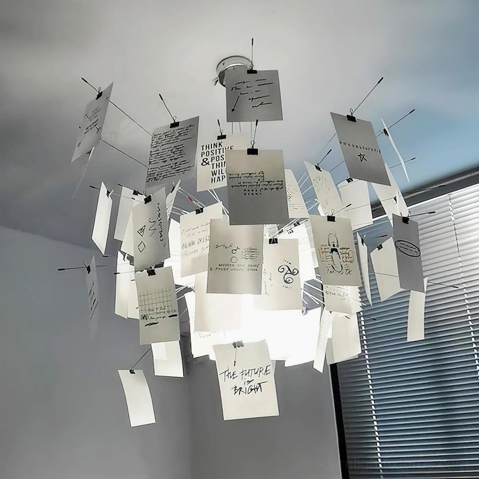 Paper chandelier size comparison showing different diameter options for various ceiling heights and spaces