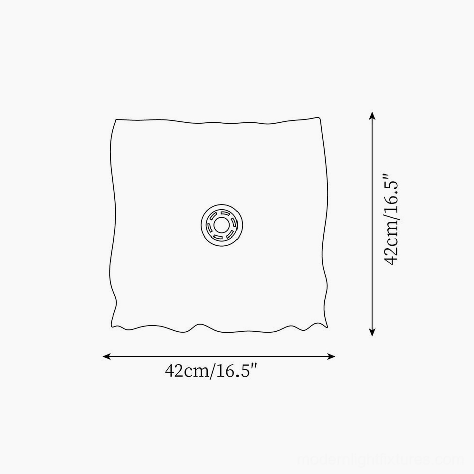 Technical dimension schematic for small handcrafted paper pendant light - 42cm size