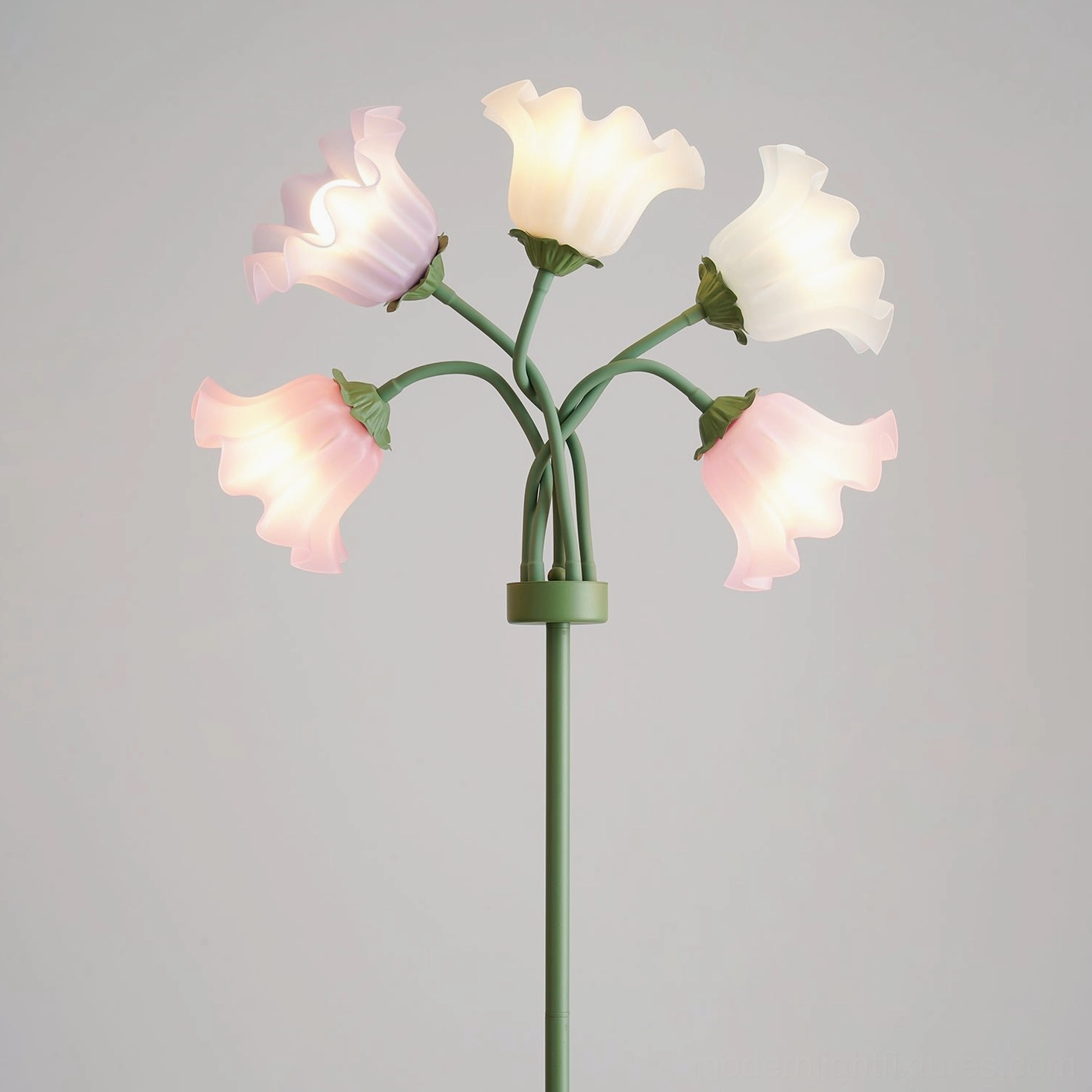 Pastel lily of the valley modern floor lamp with botanical inspired design for contemporary home lighting