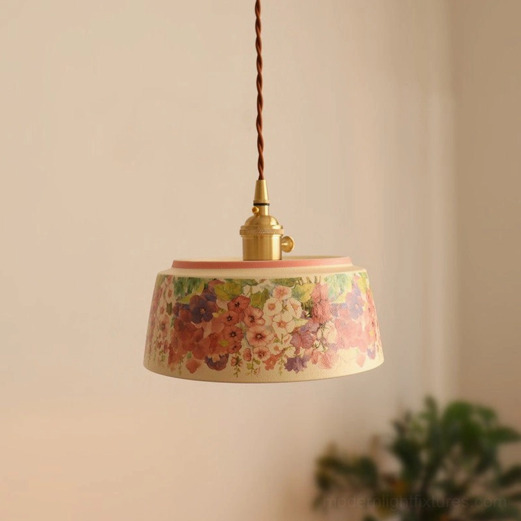 Pastellea pendant light single shade dimensions and brass socket detail