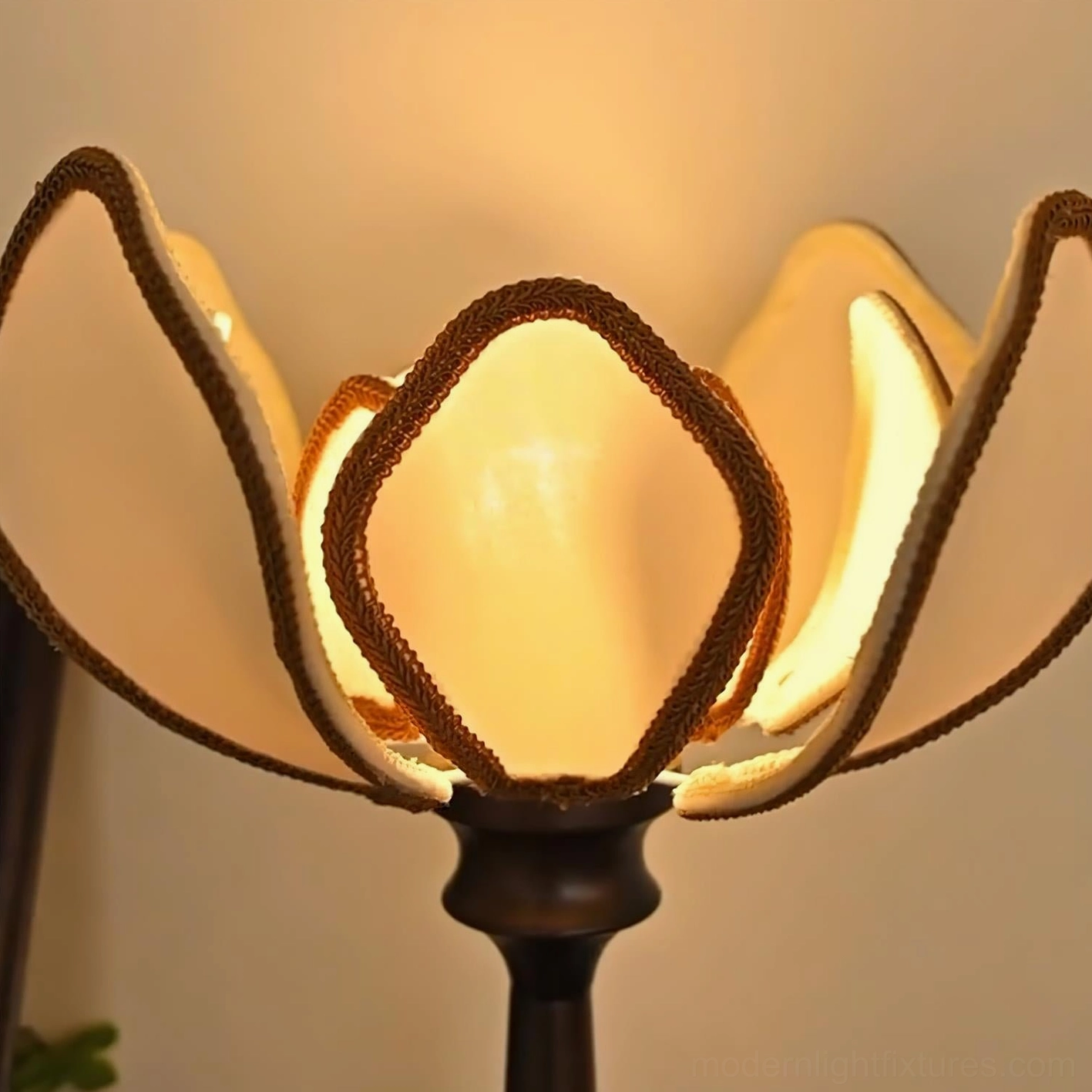 Pauline lotus floral lamp with coordinating vintage accessories and interior design complementary elements