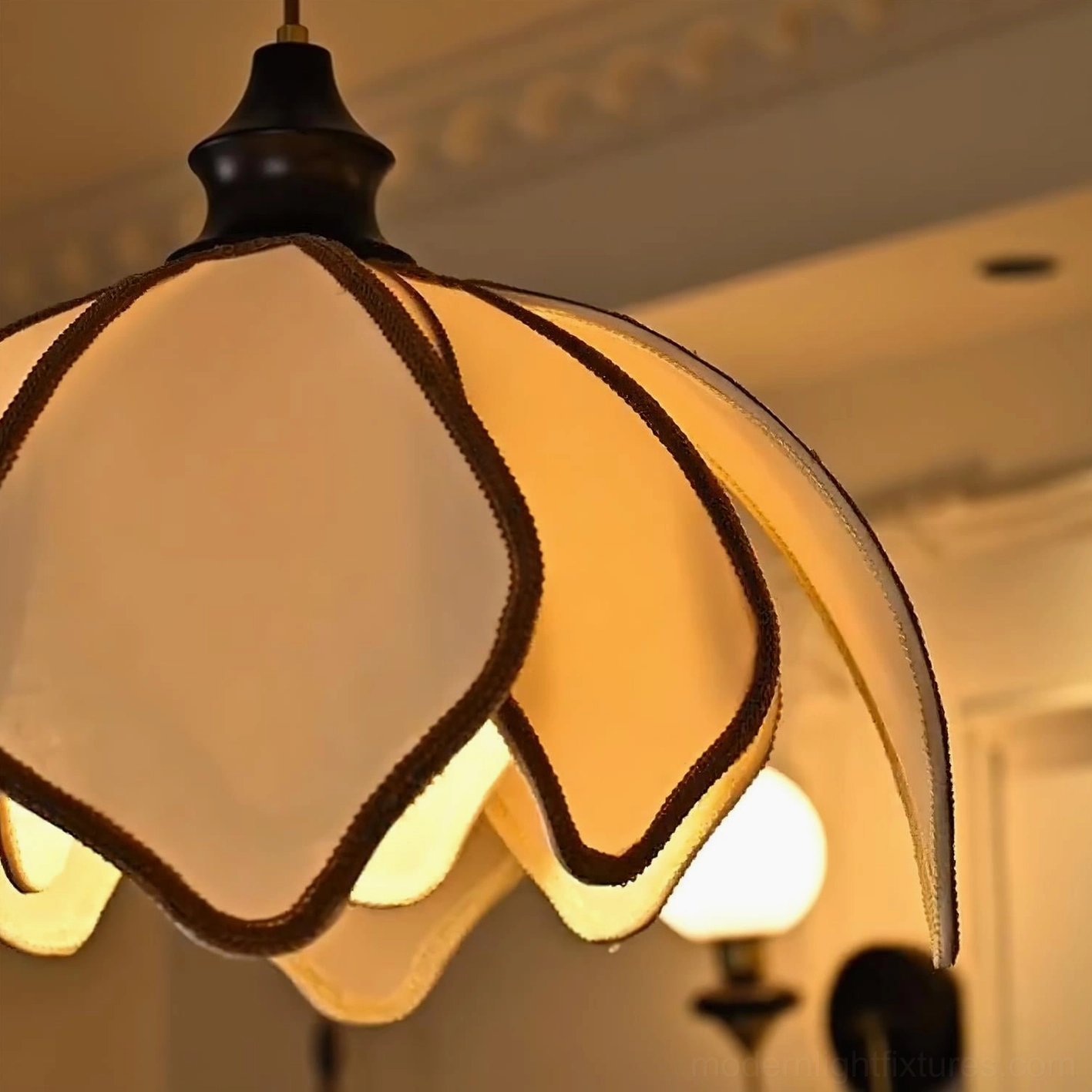 Pauline petal pendant light color options walnut and beige white ash wood ash finish comparison