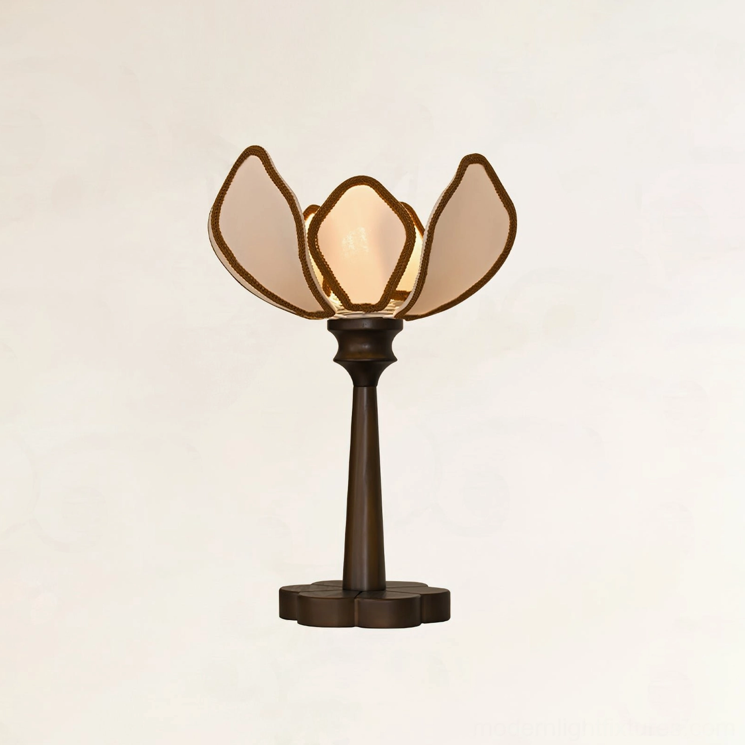 Pauline botanical table lamp studio shot showing alternative petal arrangement angle against white background