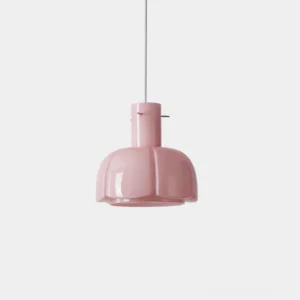 Single pink scalloped Pavina pendant light with glossy finish in Scandinavian minimalist style