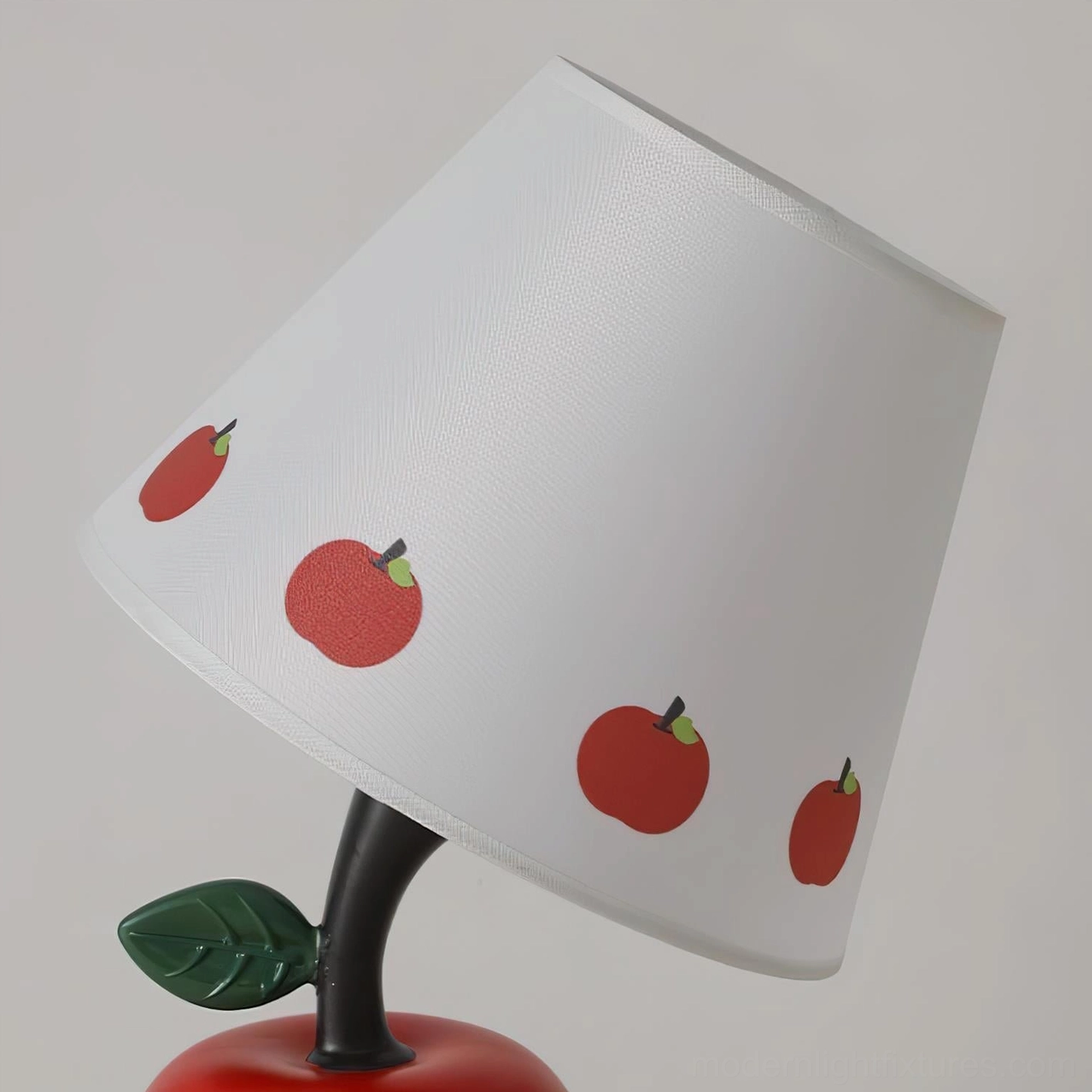 Pear fruit table lamp showcasing illuminated fabric shade with pear print patterns and warm glow