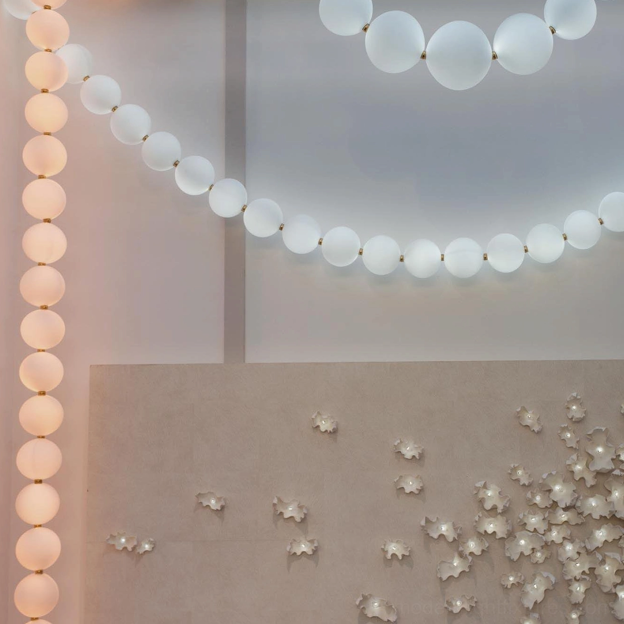 Modern pearl necklace light fixture featuring non-replaceable integrated LED technology